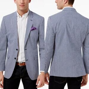 Tommy Hilfiger Stretch Performance Sport Coat Blue Gingham
